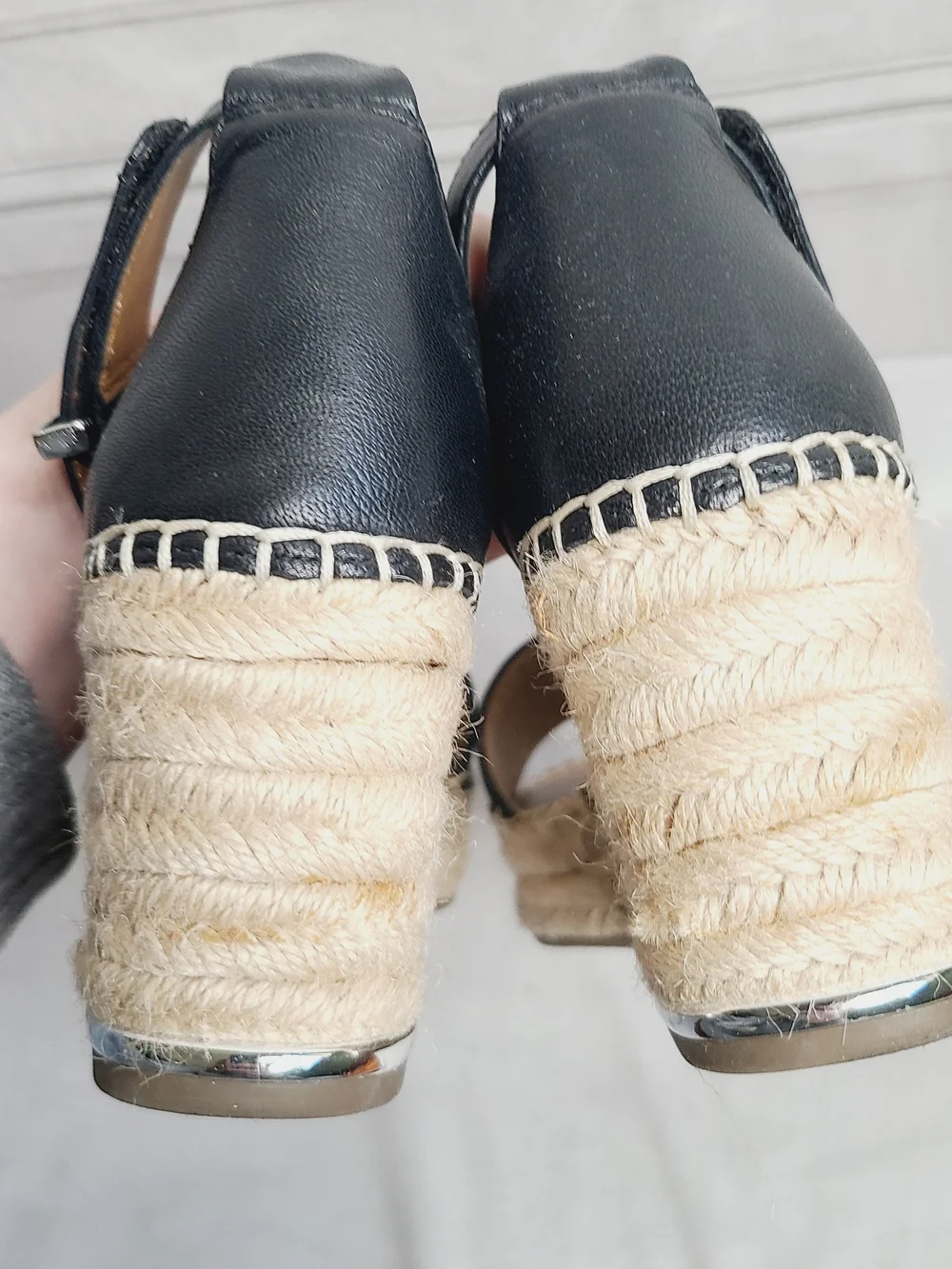 Franco Sarto Black Espadrille Wedge Sandals